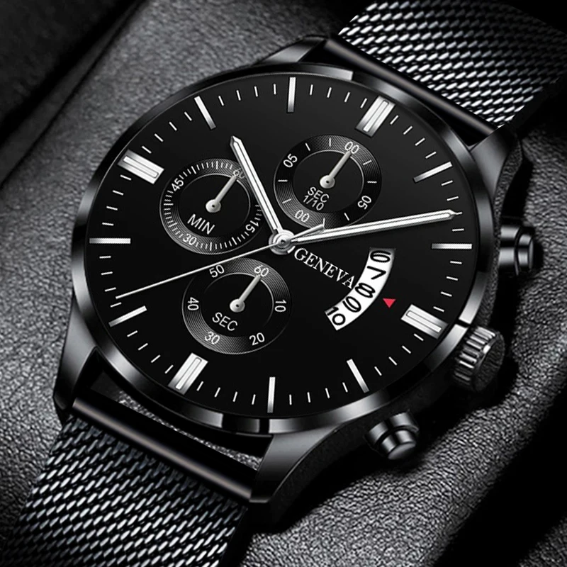 2023 Men Watches Luxury Famous Brand Men Stainless Steel Mesh Belt Calendar Watch Men Business Quartz Watch relogio masculino