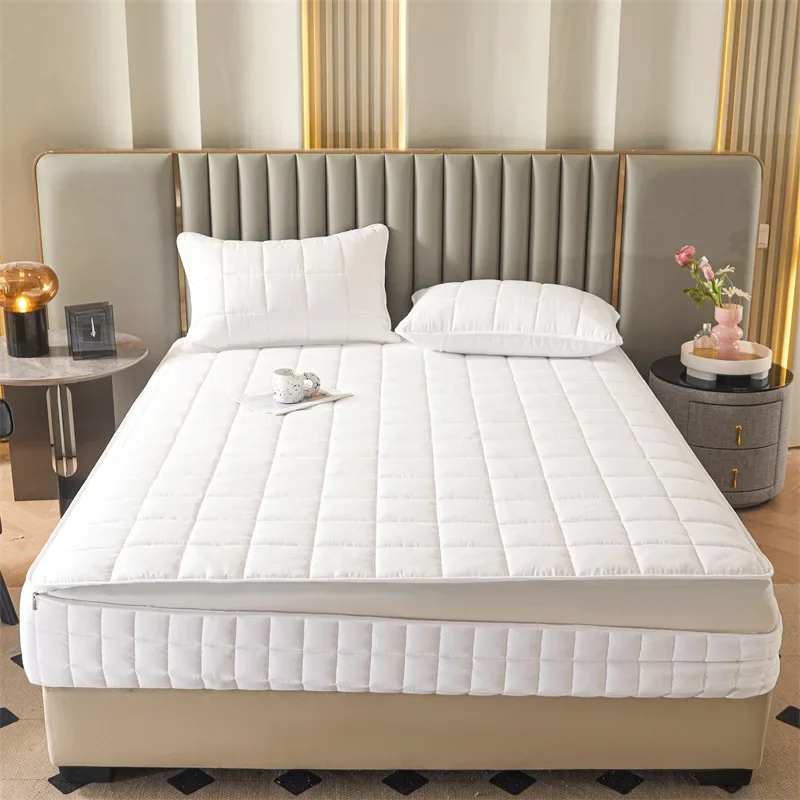 Six Sides Full Enclosed Mattress Protector Cover with Zipper Closure Thicken Quilted Mattress Topper Pad Luxury Soft Bed Sheet