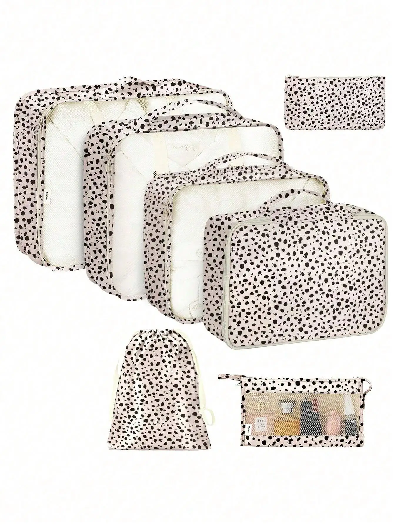 Leopard 7-Piece Luggage Storage Bag, Essential Travel Accessories, Packing Cubes, Portable, Lightweight, Durable, Stylish, For Home, For Outdoor