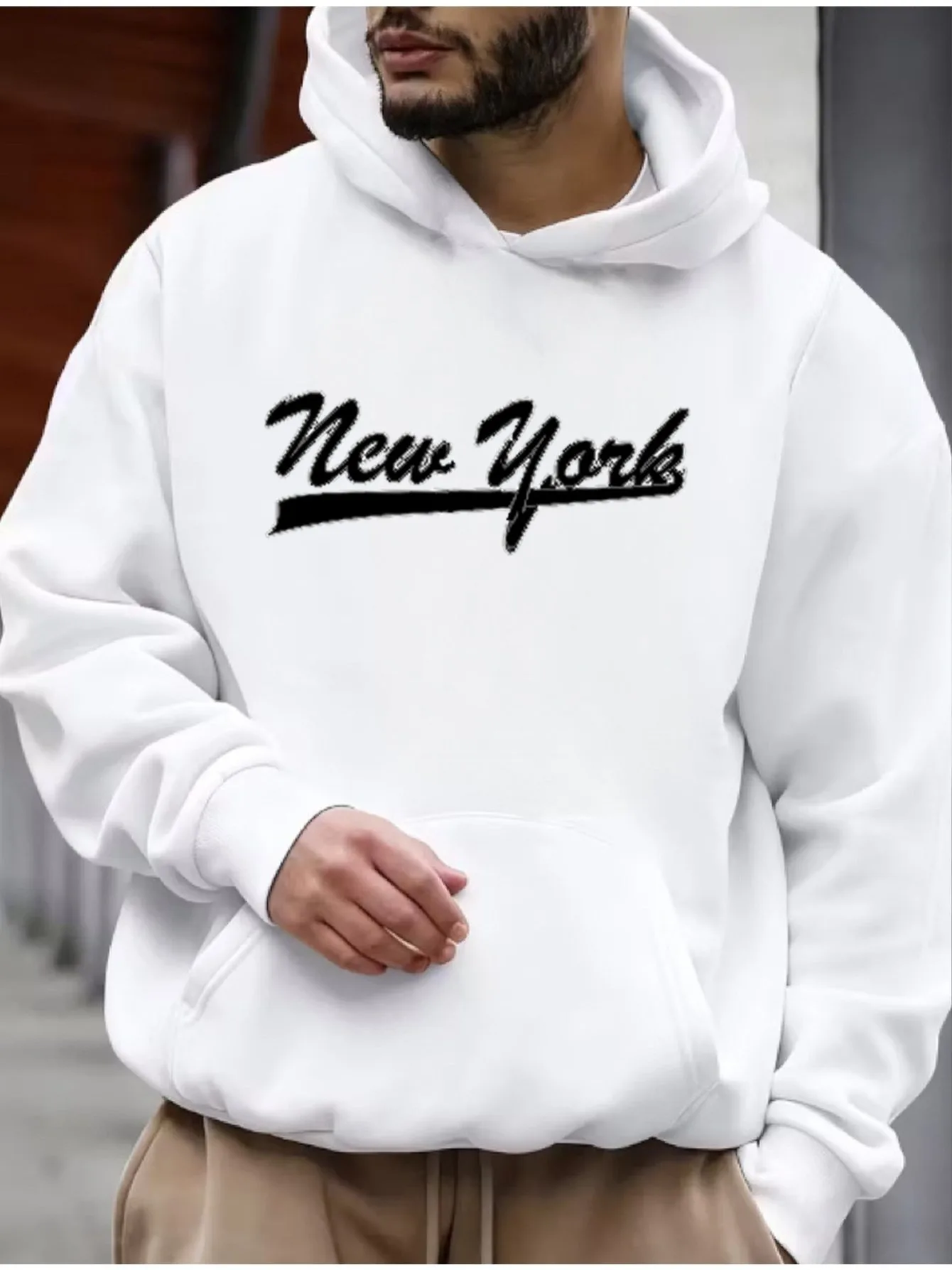 Hoodie Sweater in Solid Color with Print Loose Fit for Spring, Autumn and Winter, Christmas Halloween Valentine'S Thanksgiving Festive Streetwear, Soft Comfortable Versatile Casual Attire, Easy Care Machine Washable
