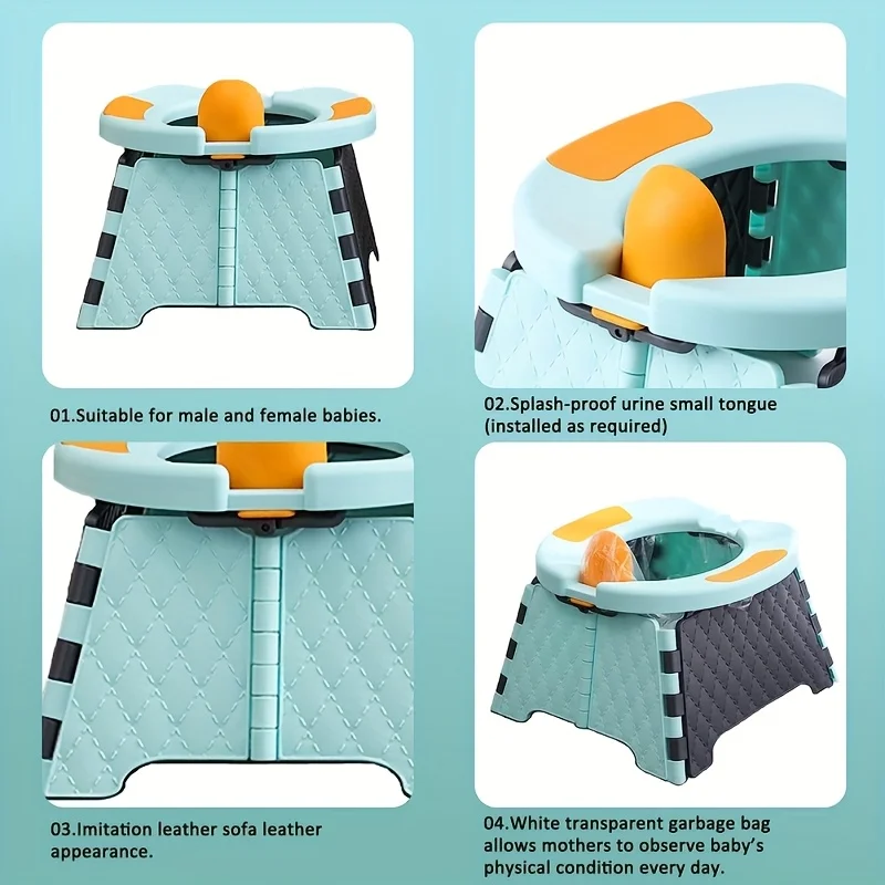 Портативный горшок для путешествий малышей, детский дорожный горшок, тренировочный стул с дорожной сумкой, детский туалет для улицы, в помещении, легко чистится