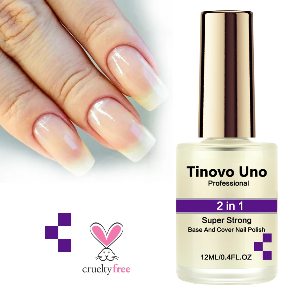 Tinovo Uno Super Sterke Base Coat Top Coat Reguliere Nagellak 12Ml Snelle Droge Nagel Kleur Bescherming Afwerking Reparatie Broze Nagels