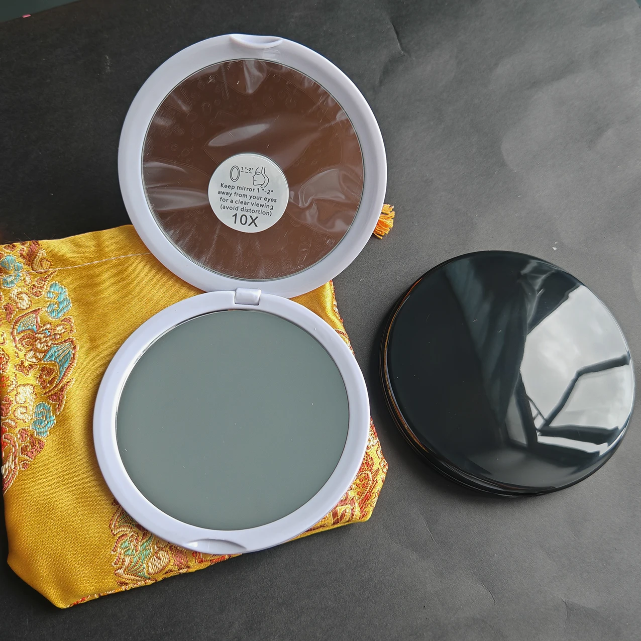 10 cm leuke compacte spiegels voor make-up mini pocket vergrotende spiegel 10X 20X 30X zwart/wit handheld