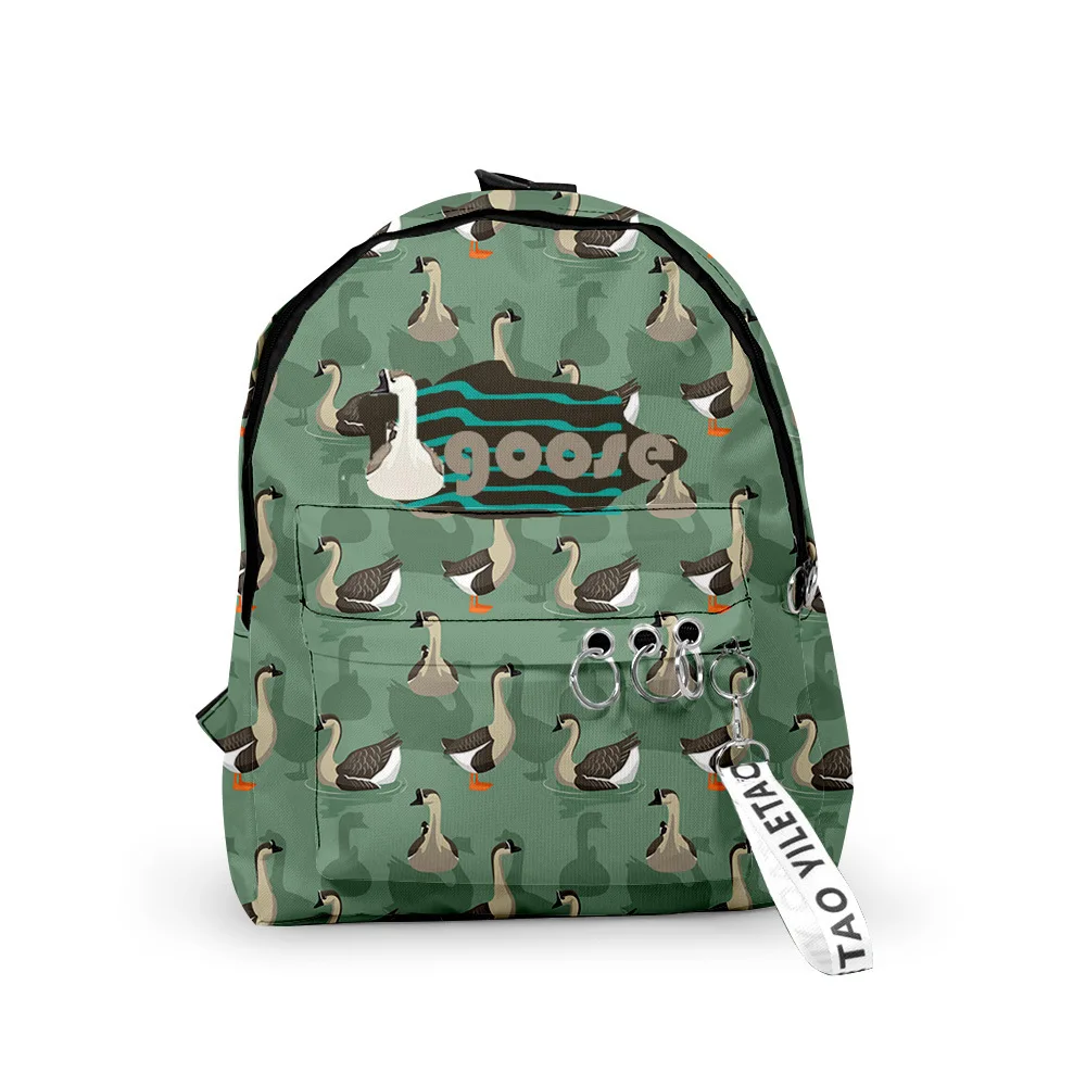 

Cartoon Popular Goose element School Bag Cute Small Travel Bags 3D Print Oxford Waterproof Key Chain Notebook Backpacks