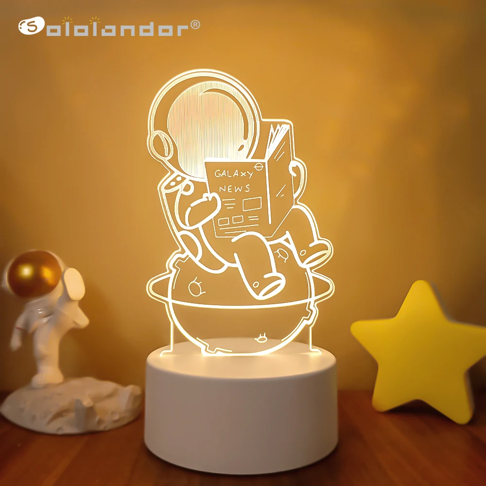 

Football Astronaut LED Night Lamp New Acrylic Lights 3D Stereo Desk Bedroom Decor Lamp Holiday Kid Gifts for Birthday Festival