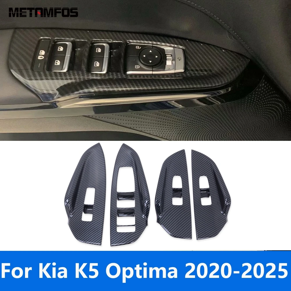 

Window Lift Switch Cover Trim For Kia K5 Optima DL3 2020-2023 2024 2025 Carbon Fiber Inside Door Armrest Panel Frame Accessories
