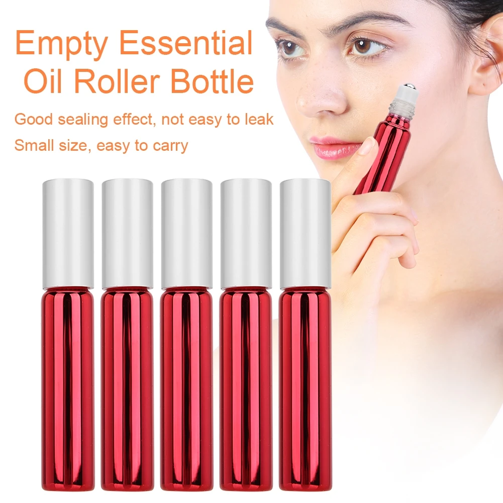 

5 шт. пустых стеклянных флаконов-роллеров для эфирных масел, многоразовые, герметичные, портативные контейнеры для ароматерапии, путешествий и косметики