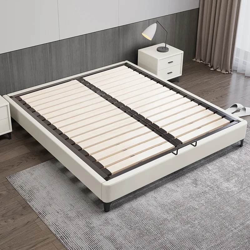All solid wood tatami steel and wood silent row skeleton bed frame modern and simple