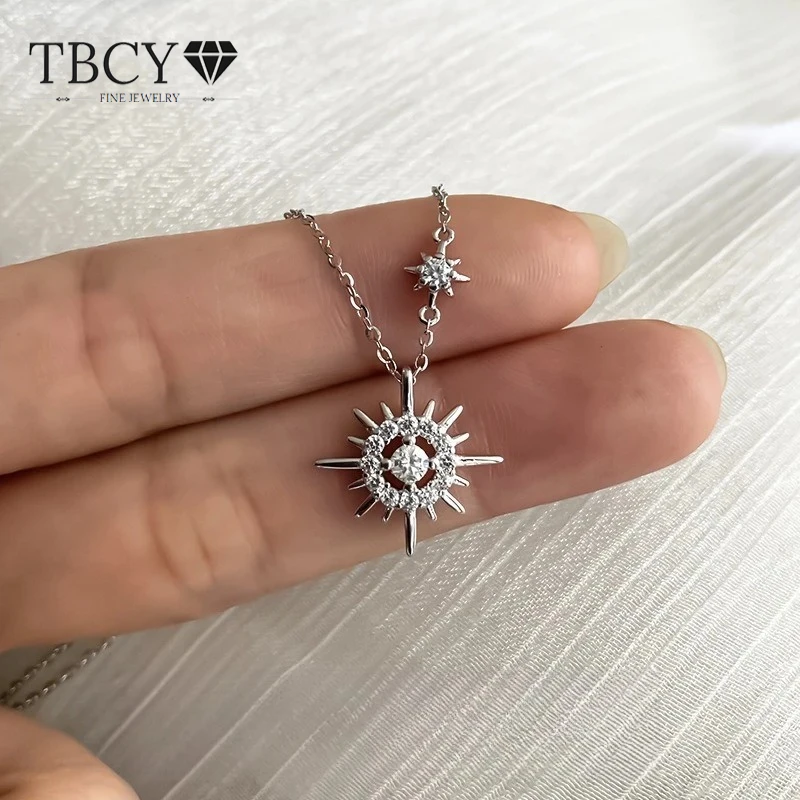 TBCYD Moissanite Hexagram Pendant Necklace for Women Men Personality Simple Design Necklaces for Couples Fine Jewelry Gift