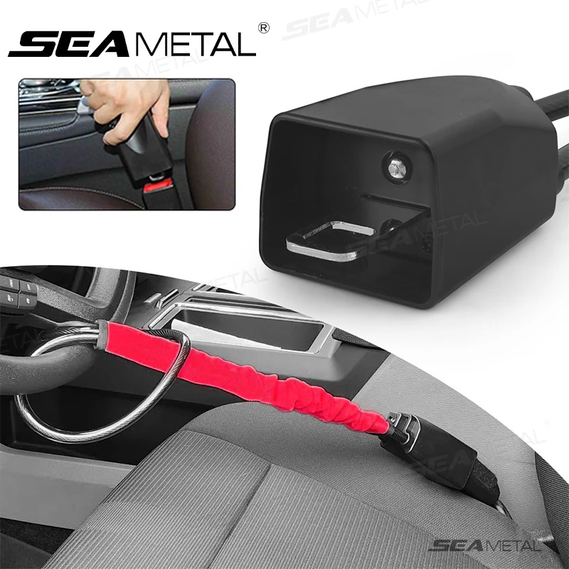 SEAMETAL Dispositivo Anti-roubo para Bloqueio de Volante de Carro Cinto de Segurança Fivela Bloqueio de Cabo de Aço Universal para Caminhão SUV Van RV