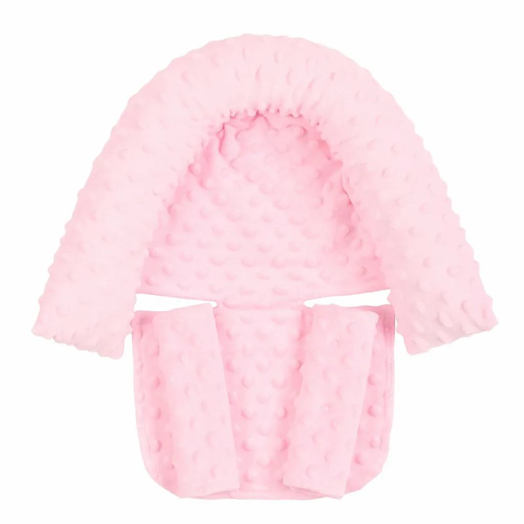 Baby Car Seat Head Support Pillow Must Haves Soft Dot Fleece 9 Colors Seat Belt Cover Baby Daily Travel Use Soft Protection Set