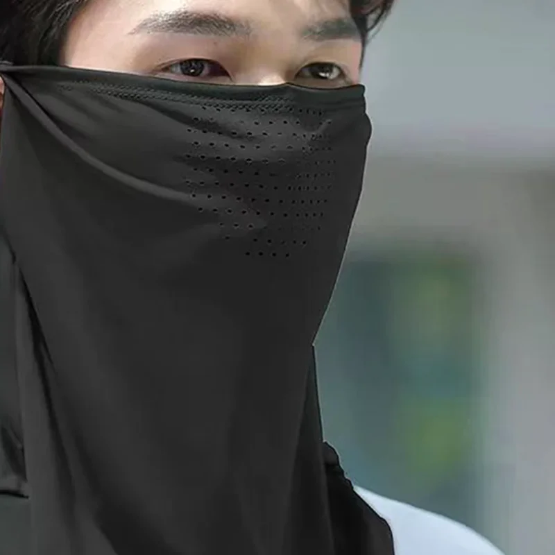 

Summer Sunscreen Ice Silk Mask Neck UV Protection Face Cover Sunscreen Face With Brim Outdoor Cycling Sun Protection Hats Caps