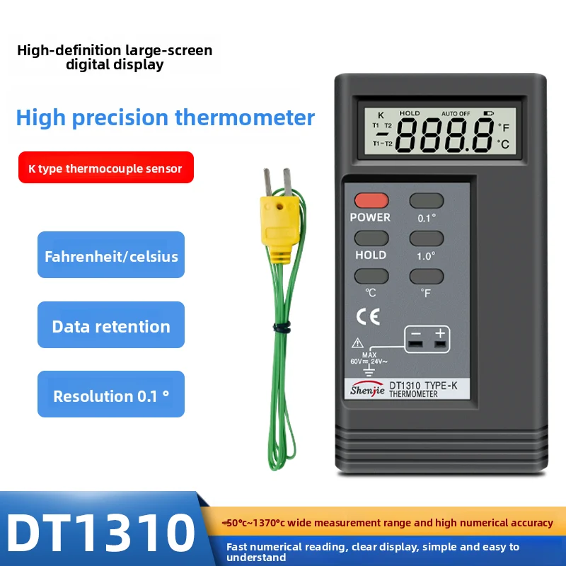 Industrial High Accuracy Digital Display Contact Thermometer Thermocouple Probe Temperature Measuring Device for Tin Furnace