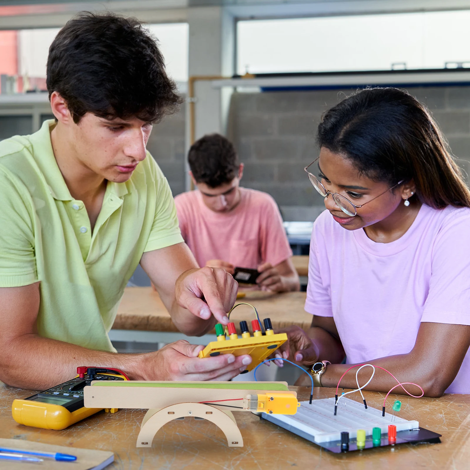 

Electric Wood Assembly Teaching Aids Stem Kits for Kids Small Diy Conveyor Belt Wooden Science Kits Education Supplies Students
