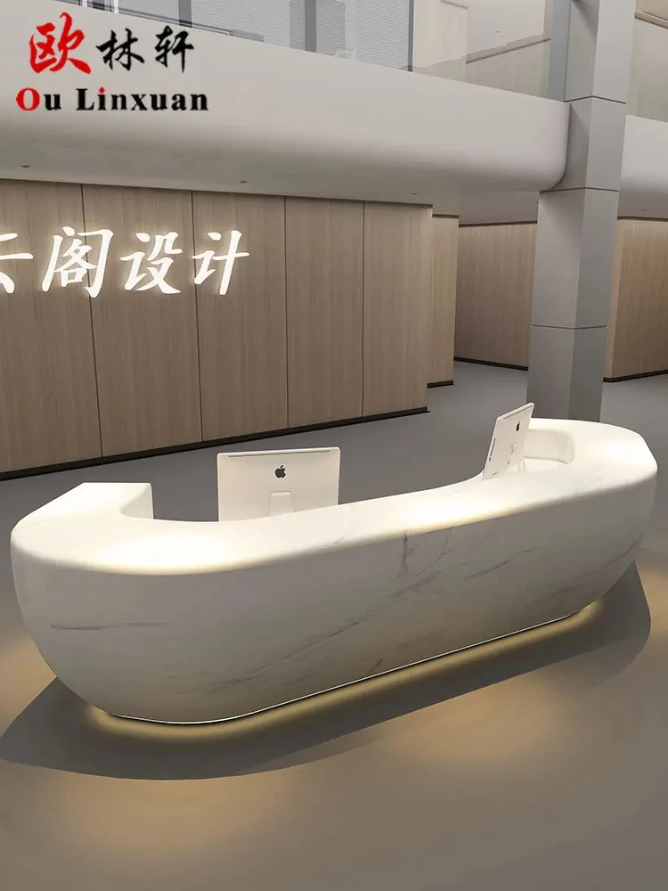 

Modern Special-Shaped Company Front Desk Simple Hotel Hall Reception Desk Beauty Salon Paint Bar Billiard Hall Cashier