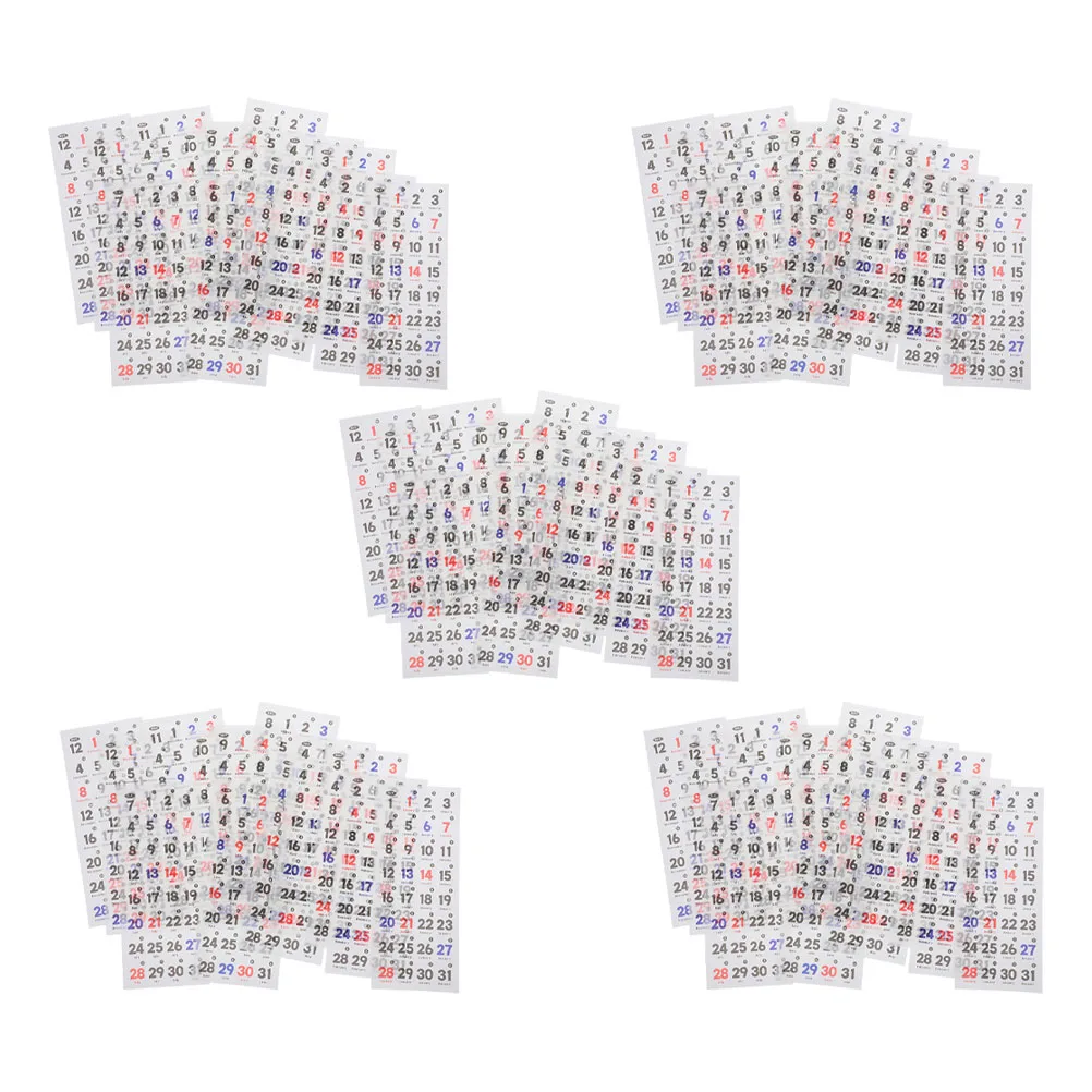 

5 set 5 Sets Tearable Date Calendar Number For Planners Journals Washi Paper Peel Stick Planner Date Sheets Office Home