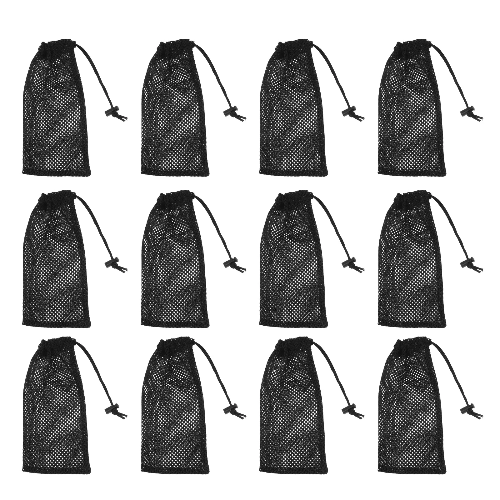 20Pcs Breathable Mesh Drawstring Bags Thickened Polyester Black for Sports Equipment Gym Storage Portable Outdoor Fitness Travel