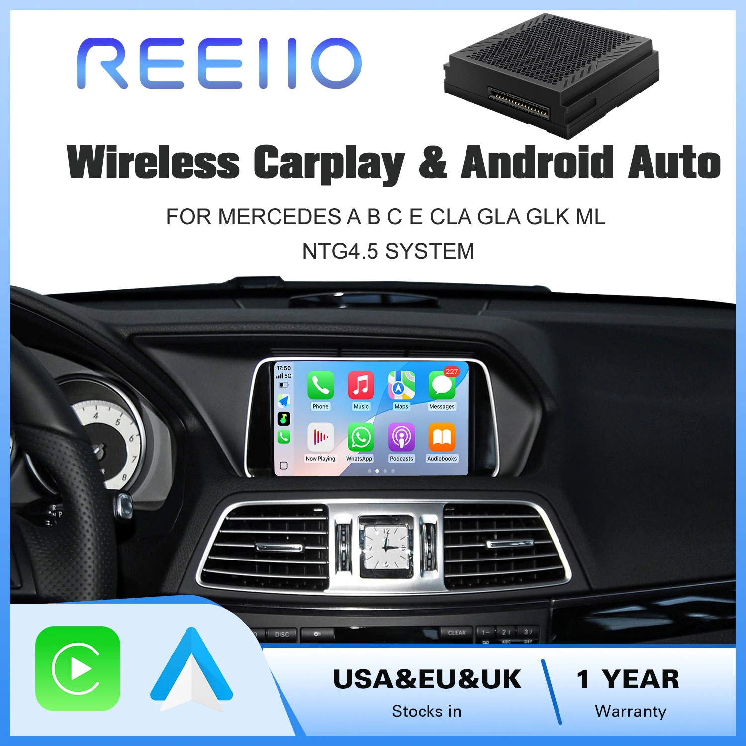 

Новый обновленный беспроводной модуль Carplay Android Auto Becker для Mercedes Benz A B C E CLA GLA GLK ML Sprinter NTG4.5 BT Navigation