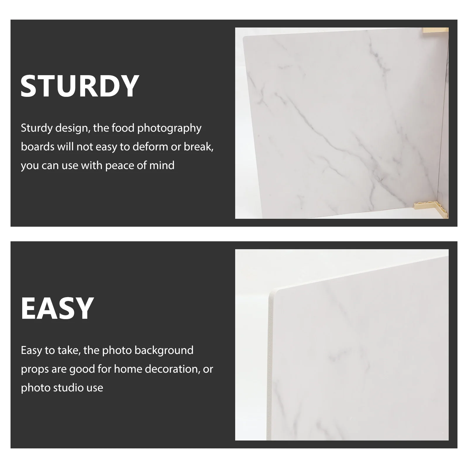 

2Pcs PVC Marble Pattern 40x40cm Food Photography Backdrops for Cake Jewelry Photo Studio Props Background Boards