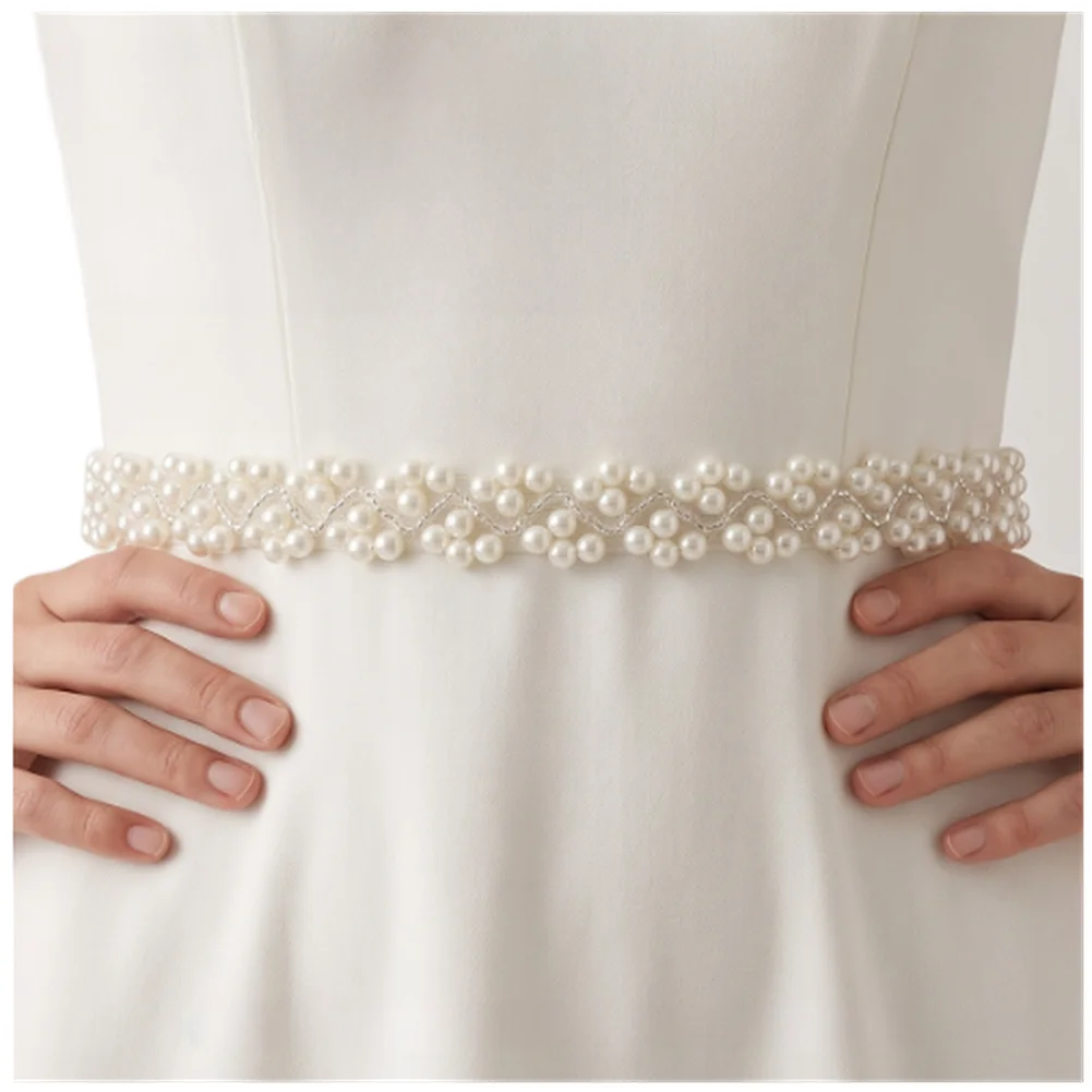 Handmade Fashion Belt Faux Pearl Waist Belt Holiday Application Style Handmade Craftsmanship Faux Pearl Material