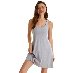 Sexy Sleeveless Vest Sleepwear Pijamas Sleepdress Pure Cotton Elastic Nightgown Women Nightdress Solid Nightgowns Loose Casual