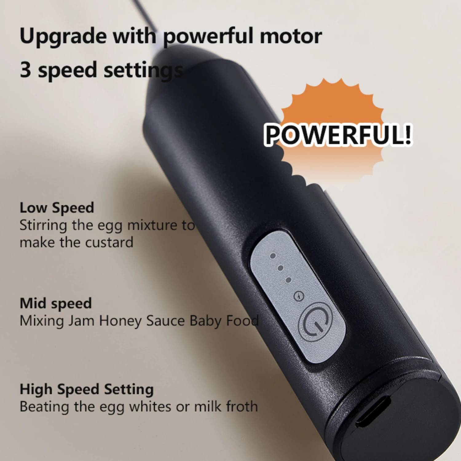 Compact MINI Mik USB Rechargeable Egg Beater Blender, 3-Speed Foam Maker and Coffee Whisk Mixer - Hot Cooking Tools