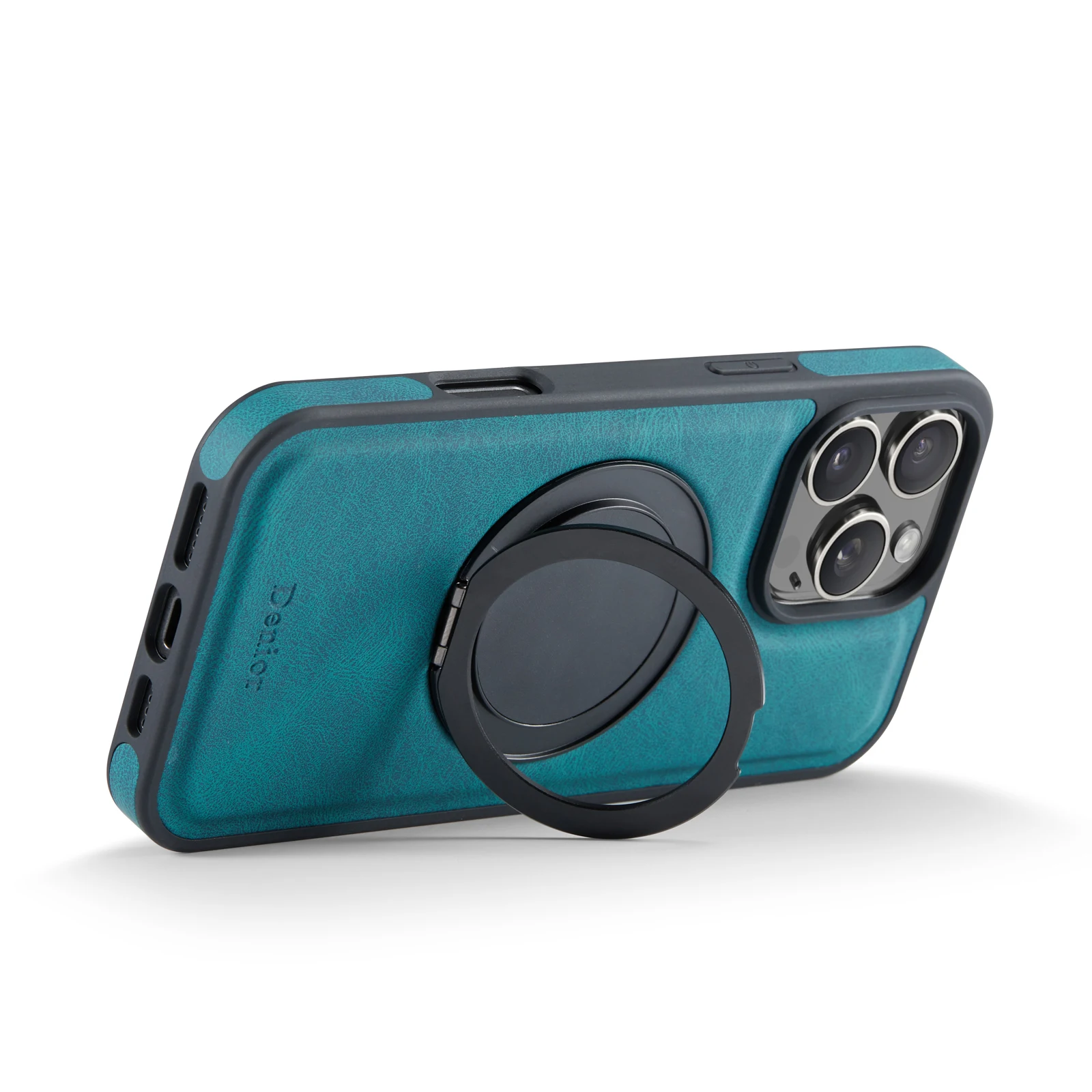 เคสหนังหรูหราสำหรับโทรศัพท์มือถือ iPhone 13 14 15 16 17 Pro Max Plus 17 AiR พร้อมขาตั้งแม่เหล็กและฝาป้องกัน