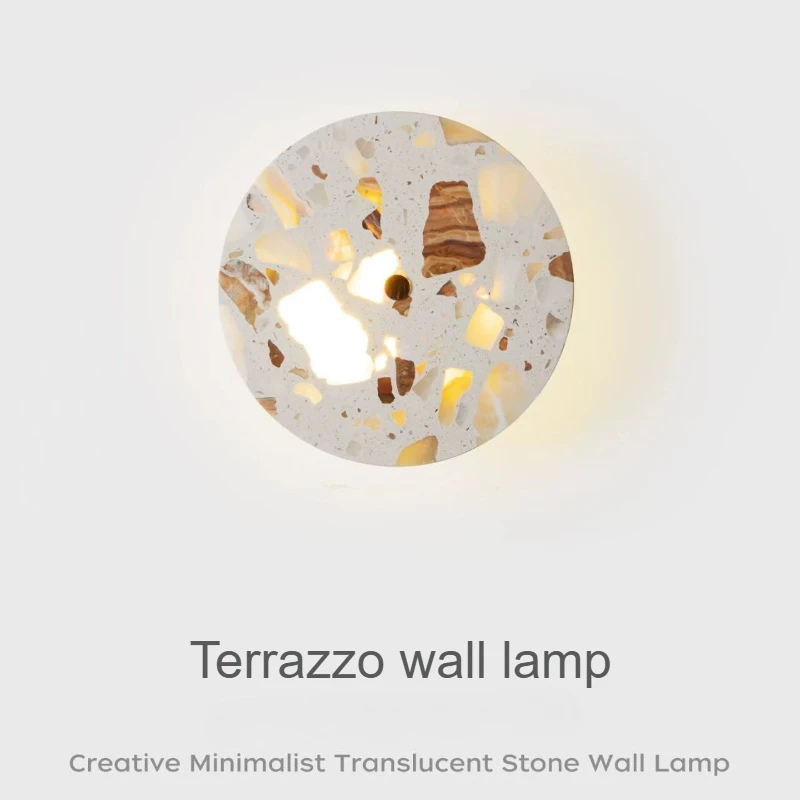 Nordic Mid-Century Wabi-Sabi Terrazzo Wall Lamp LED Minimalist Wall Mounted Lights for Living Room Balcony Bedside Home Decor