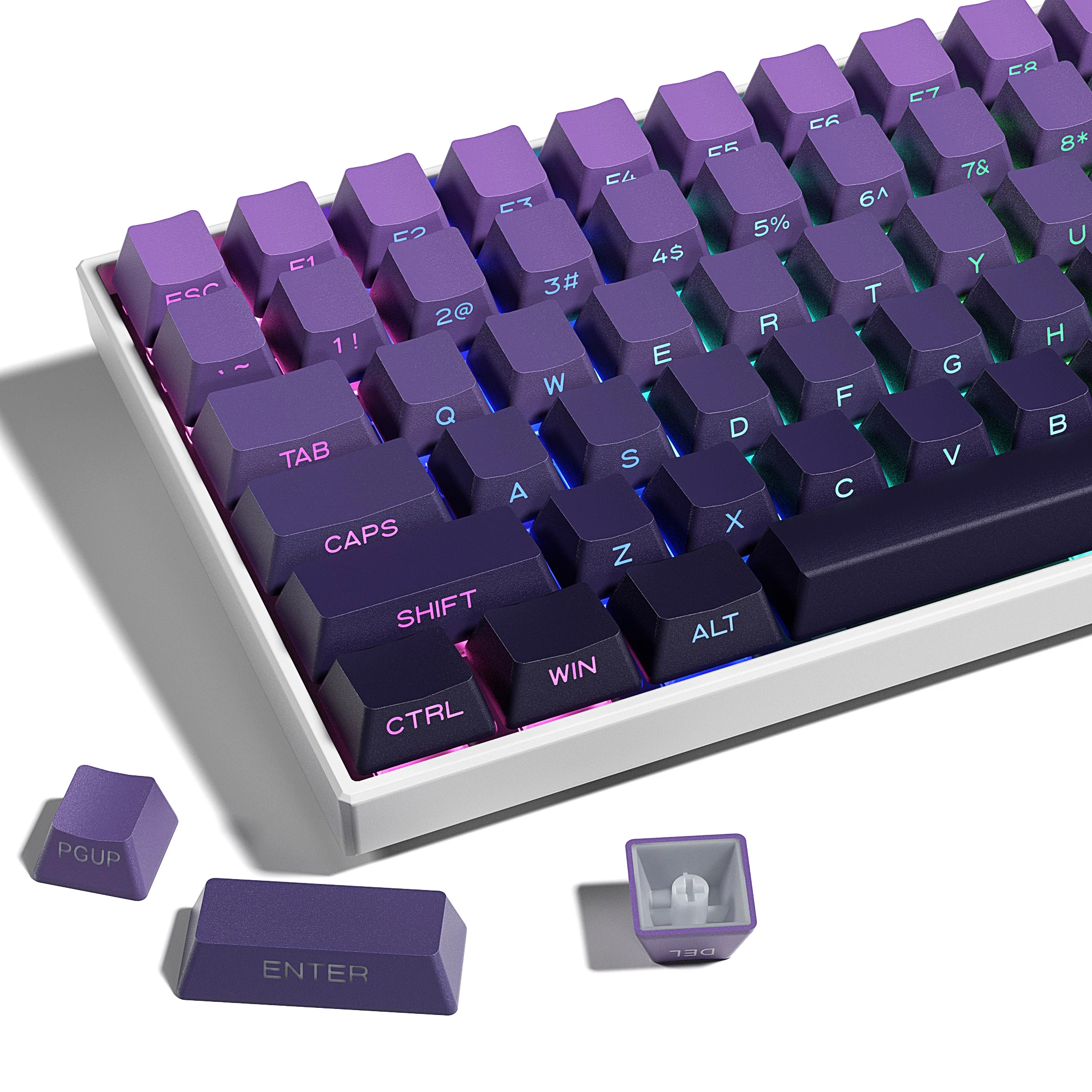 XVX Shine Through Wide Compatibility Gradient Keycaps Side Print Double Shot OEM Profile PBT Keycaps 136 Keys