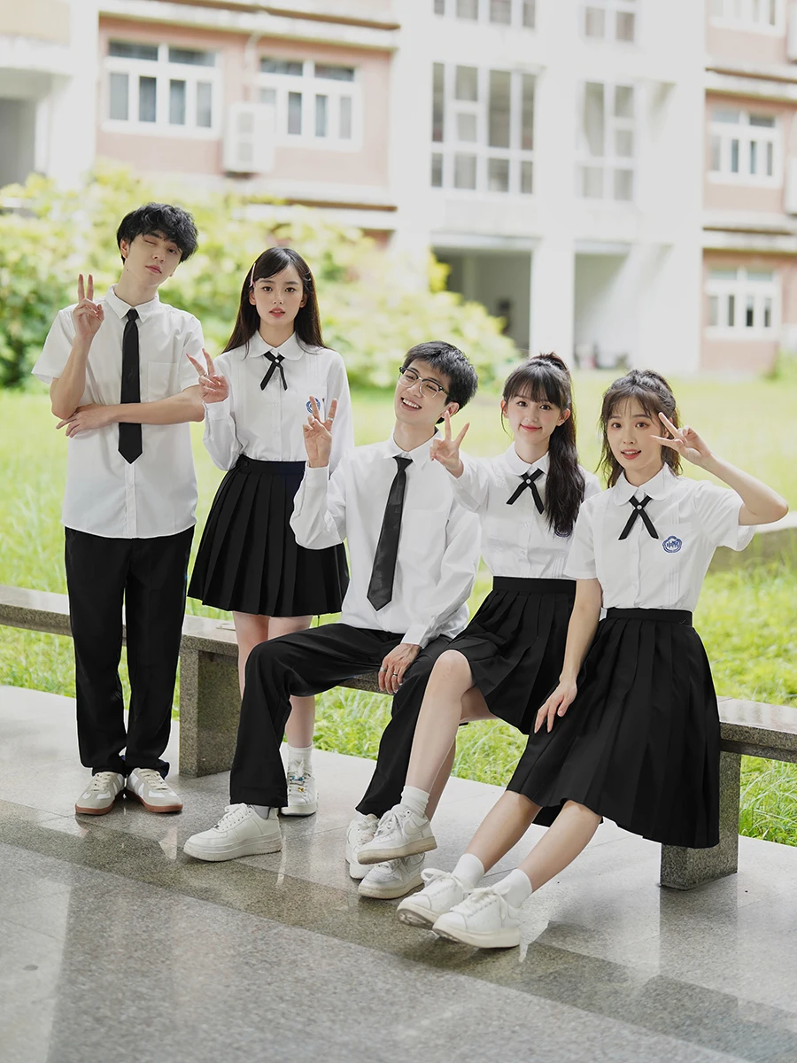 Japanese Sle JK orm School orm Set Summer High School Freman College Wind Student Wardrobe ort Sve Skirt