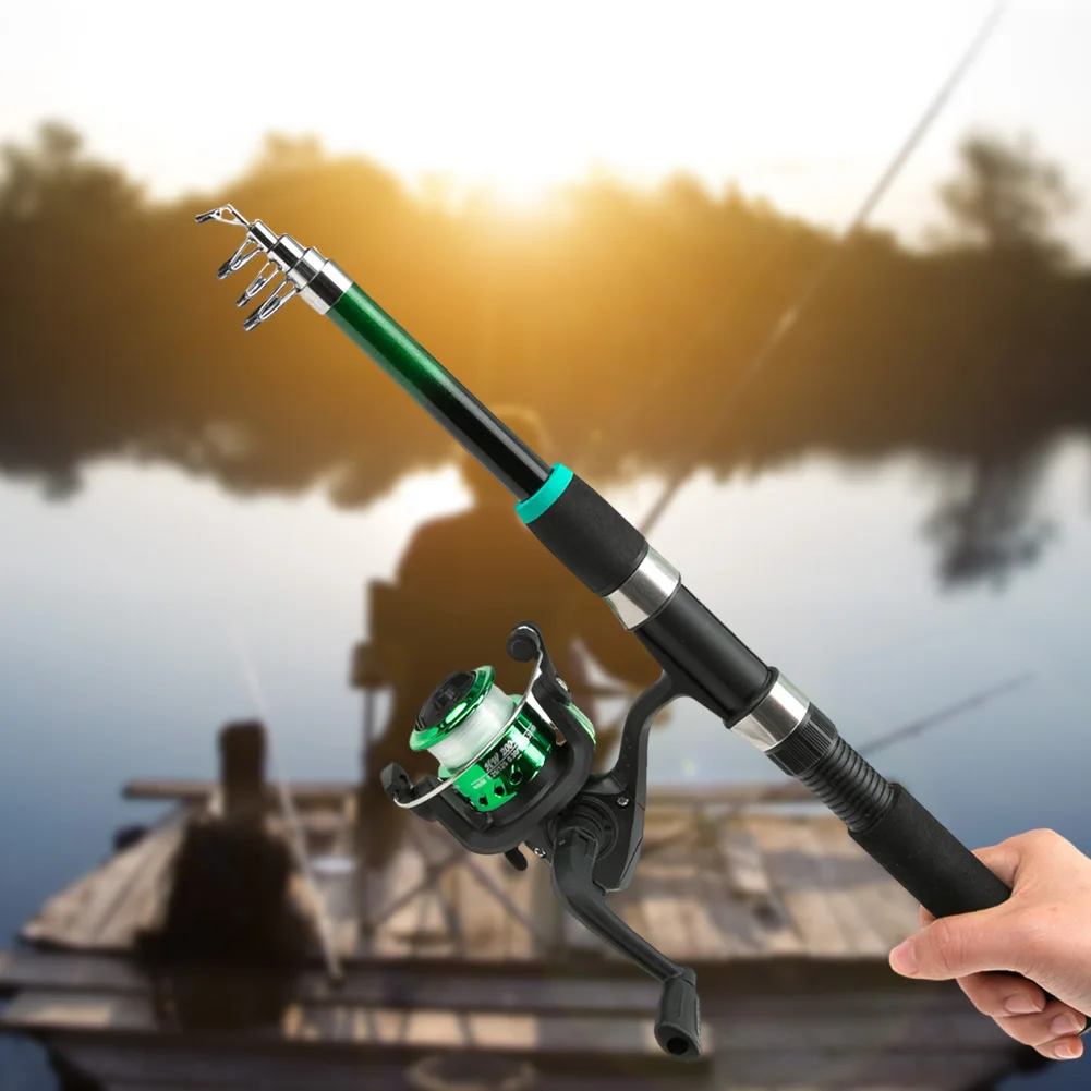 1.8M Collapsible Fishing Pole 5.2:1 High Speed Gear Ratio Fishing Rod Combo Spinning Reel Telescopic Lure Rod Fishing Tackle