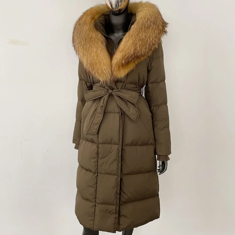 2024ใหม่ฤดูหนาวWarm White Goose Down Jacketผู้หญิงยาวHooded Puffer Jacketผู้หญิงขนสุนัขจิ้งจอกจริงหญิงเสื้อขนสัตว์ธรรมชาติ