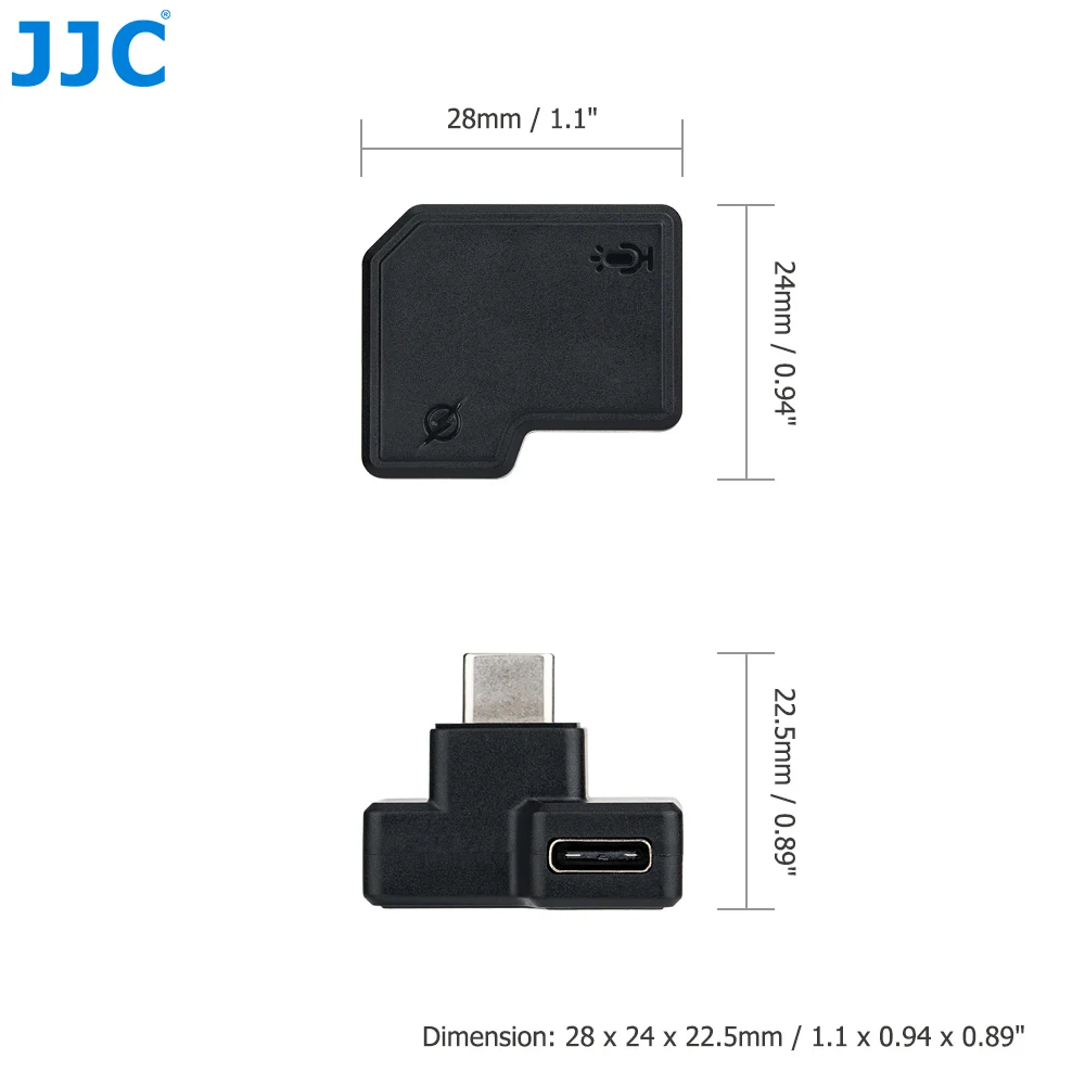 JJC 3.5mm USB-C Microphone Adapter Only for DJI Osmo Action 1 Camera Supporting Battery Charging and Data Transmission