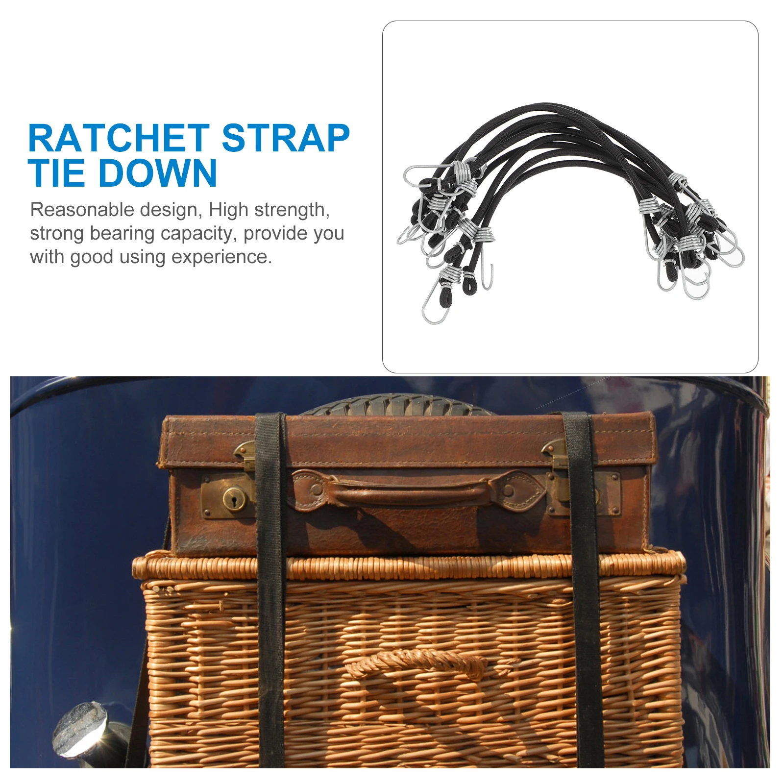 

10Pcs Quick Release Bungee Cords For Motorcycle Cargo Strap Elastic Rope Hooks Trunk Luggage