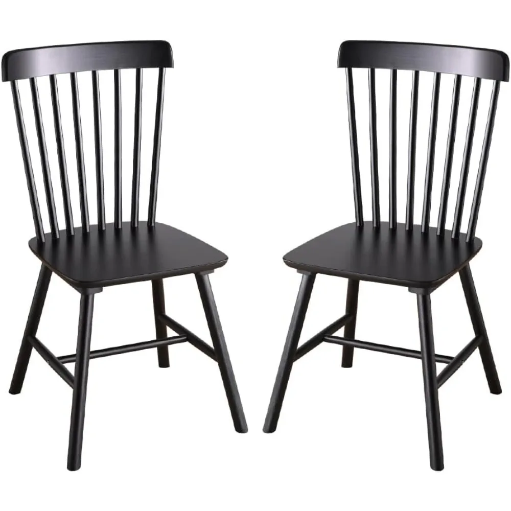 Wooden Windsor Dining Chairs Set of 2 Wood Dining Room Chair Black Spindle Side Kitchen Room Country Farmhouse Chairs