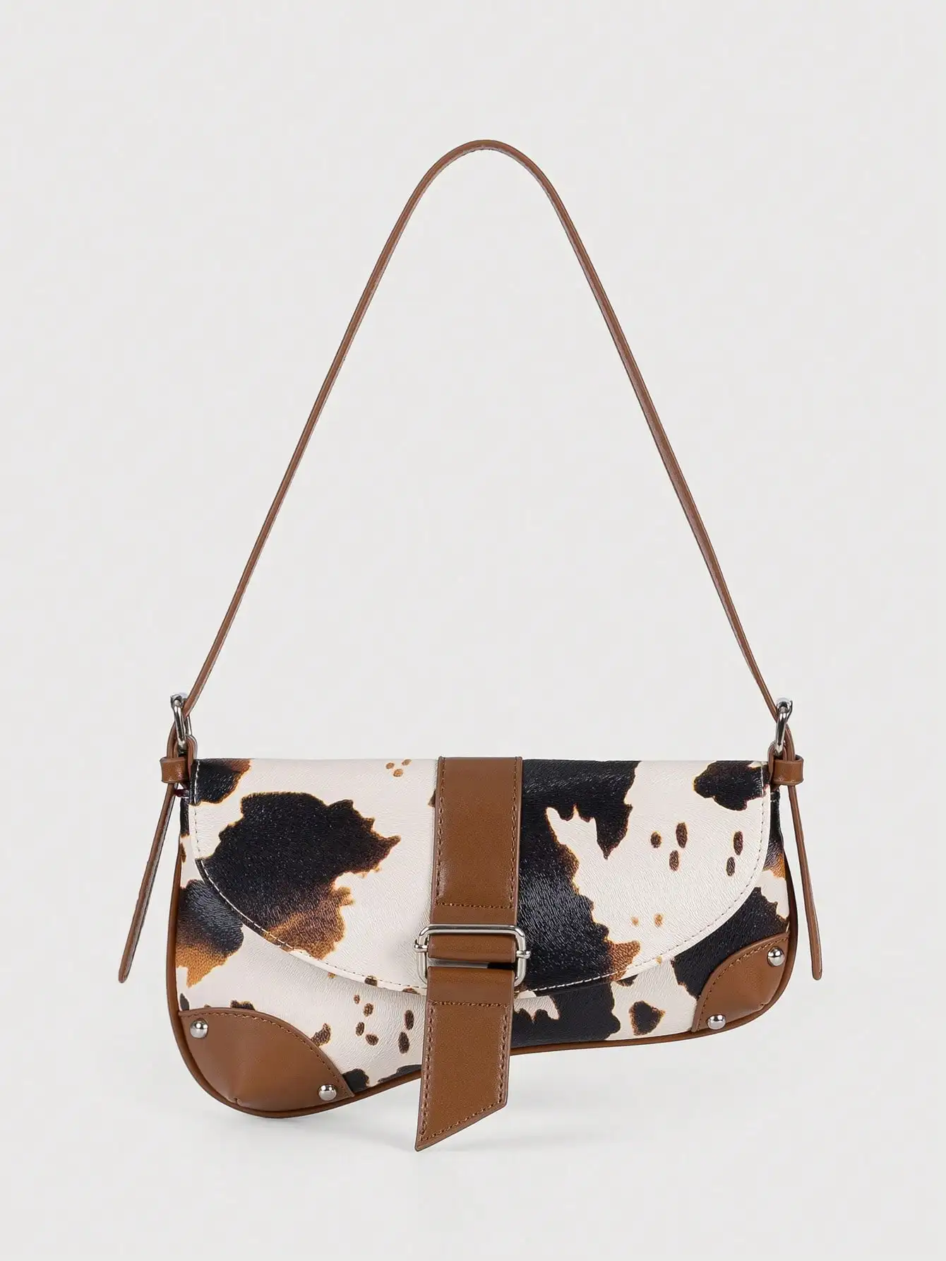 

Animal Print Underarm Bag Cow Print Rivet Motorcycle Style Shoulder Bag Cow Polka Dot Print Women's Handbag & Underarm Bag, Casual Y2K Hobo Bag Crescent Moon Bag Street Style Girl's Holiday/Party/Daily/Work Bag Cow Print Bag Women's Casual Cow Print Patte