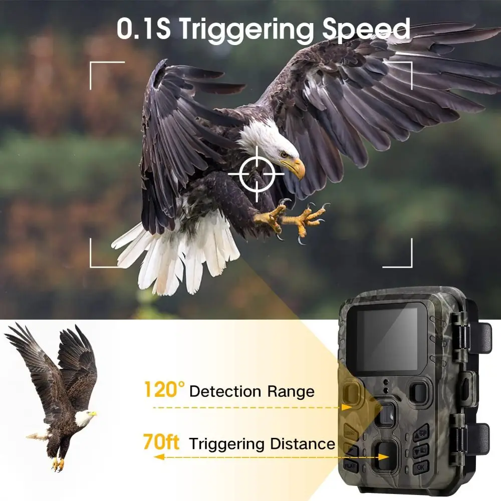 Outdoor Wildlife Camera 24MP Trail Camera Infrared Night Vision 0.3S Motion Activated Waterproof Trap  Nature Wildlife Scouting