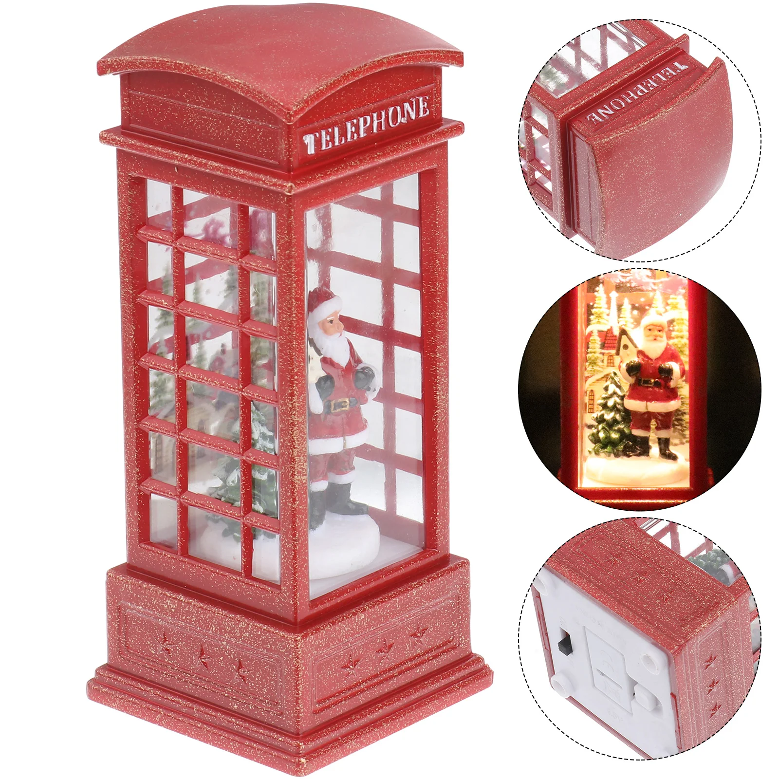 Christmas Lighted Snow Globes Lanterns Phone Booth Decoration Night Lamp