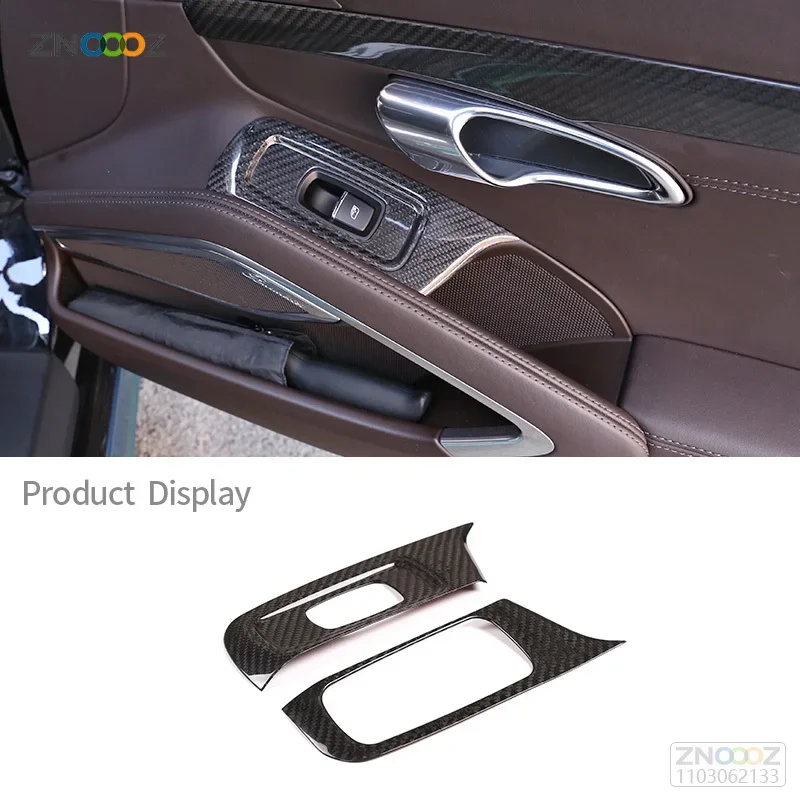 

For Porsche 911 718 2013-2021 Real Carbon Fiber Accessory Protective Shell Car Door Window Control Panel Decorative Cover Frame