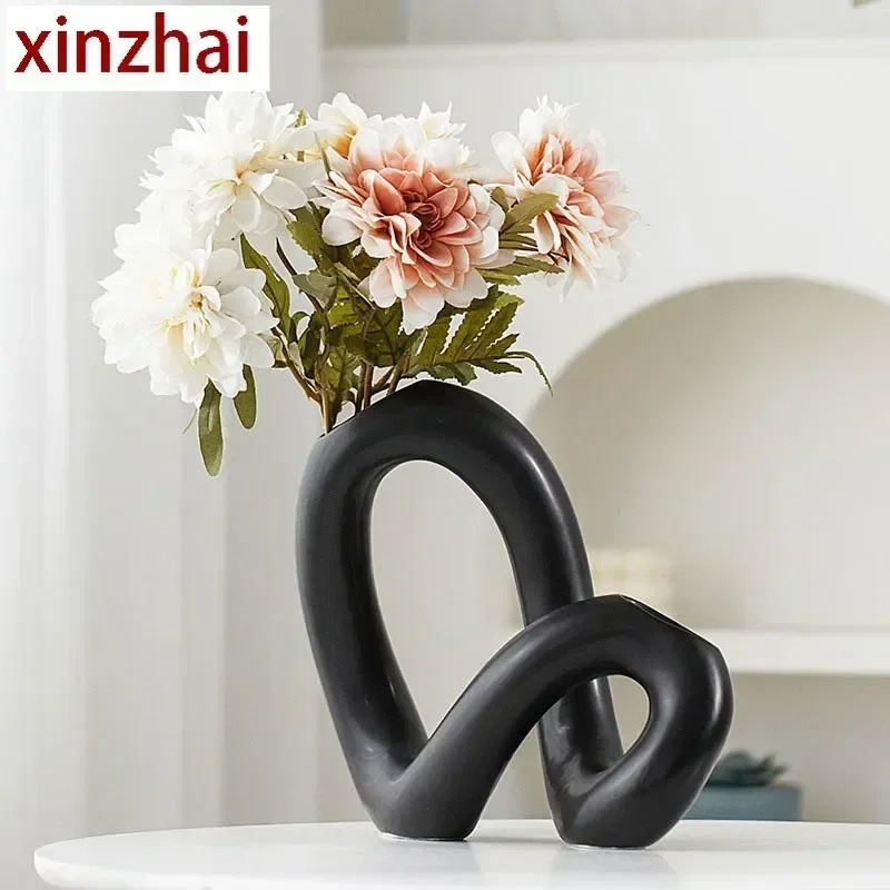 boyouInfinity Symbol Vase Ceramic Sculpture Modern Art Nordic Minimalist Bookshelf Tabletop House Interior Home Decoration