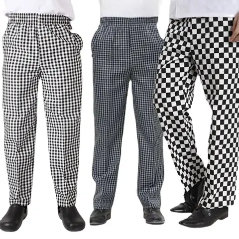 Pantalones de Chef Casuales a Cuadros, Elásticos, Ropa de Trabajo de Cocina para Hombres y Mujeres, Pantalones de Chef Cómodos, Culottes, Uniformes de Trabajo, Stock AE