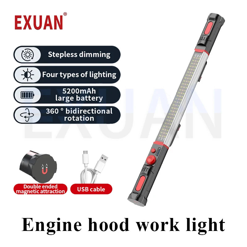 

сверхсветовая магнитная рабочая лампа Лампы ремонтно - ремонтных работ Встроенный аккумулятор 5200 мАч Зарядное аварийное уличное освещение Рабочие фонари под капотом Внешнее освещение для ремонта автомобилей