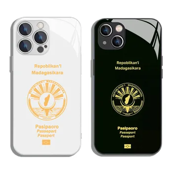 Madagascar Passport Metallic-Color Phone Case For iPhone X XR XS 16 15 14 13 12 Mini 11 Pro Max 7 8 SE20 Plus Glass Hard Cover
