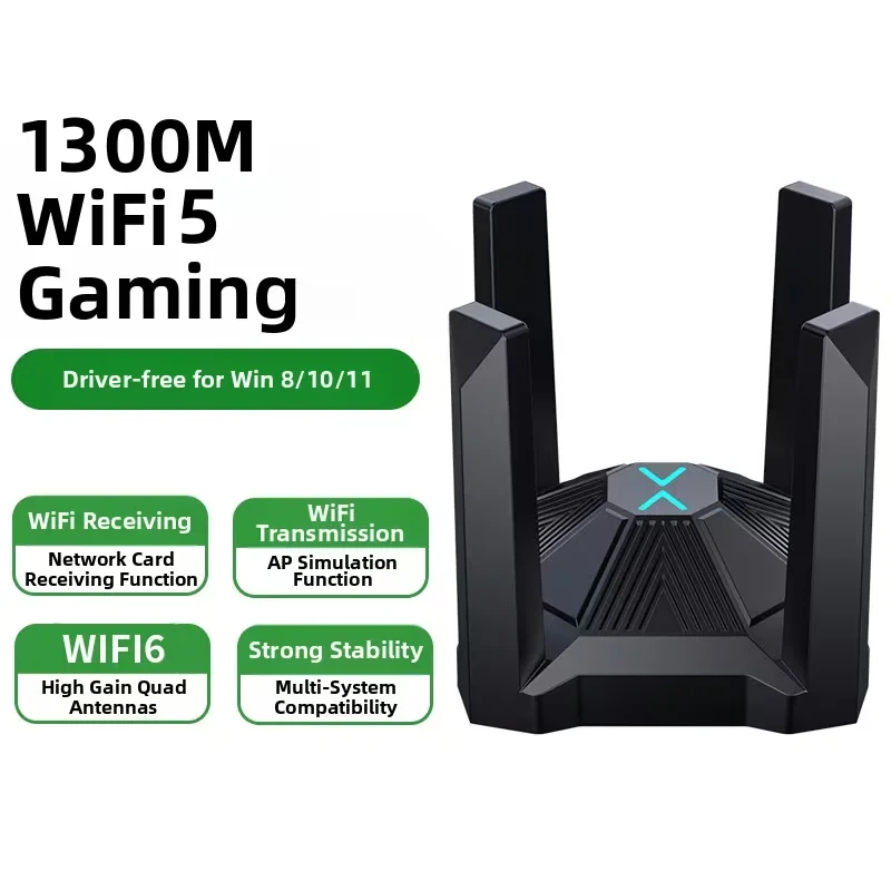 

USB-адаптер Wi-Fi 6 USB 3.0 AX1300M, двухдиапазонный 5G, без драйверов, для компьютера