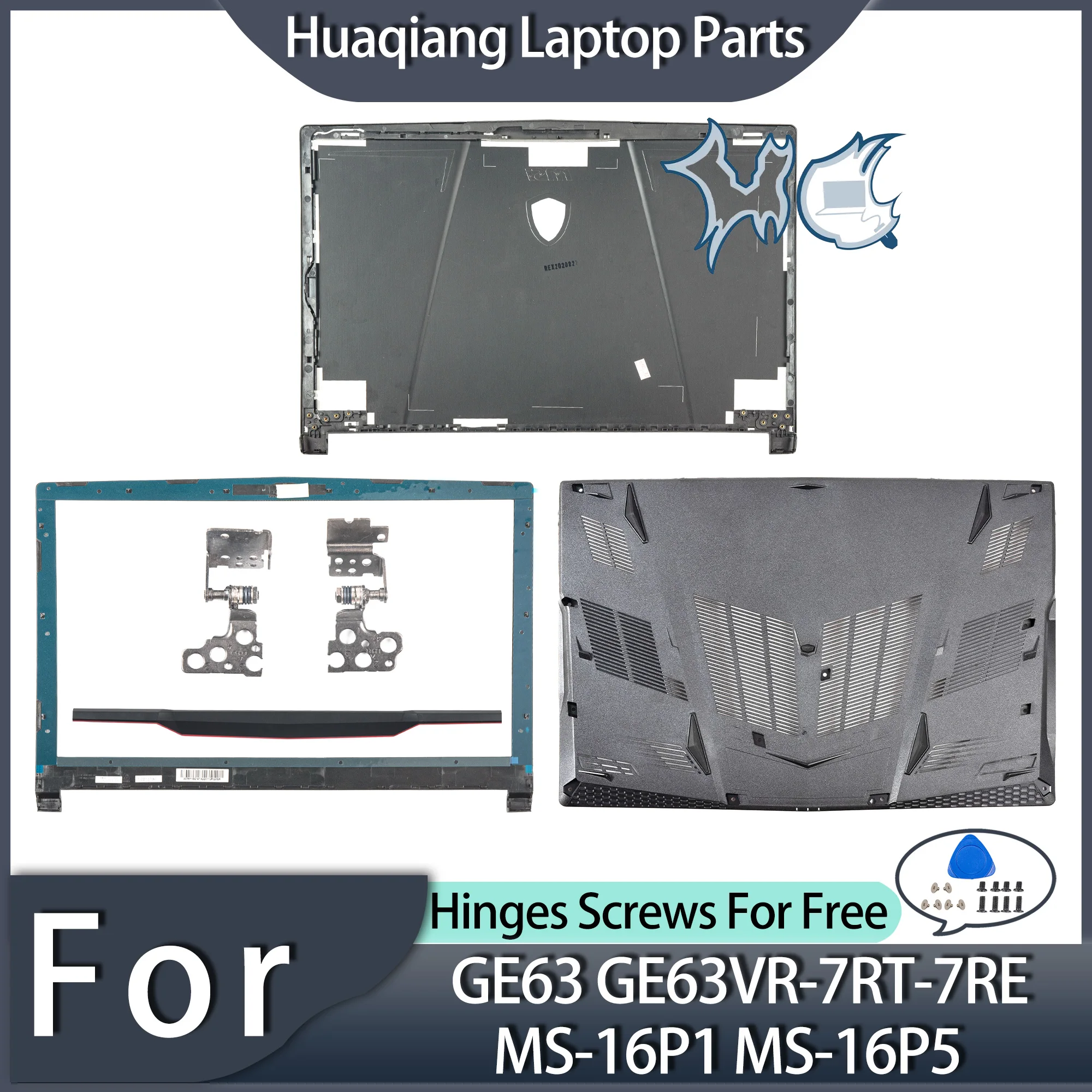 NEW For MSI GE63 GE63VR-7RT-7RE MS-16P1 MS-16P5 Ordinary LCD Back Cover Bezel Bottom Case Hinges Notebook Parts Replace