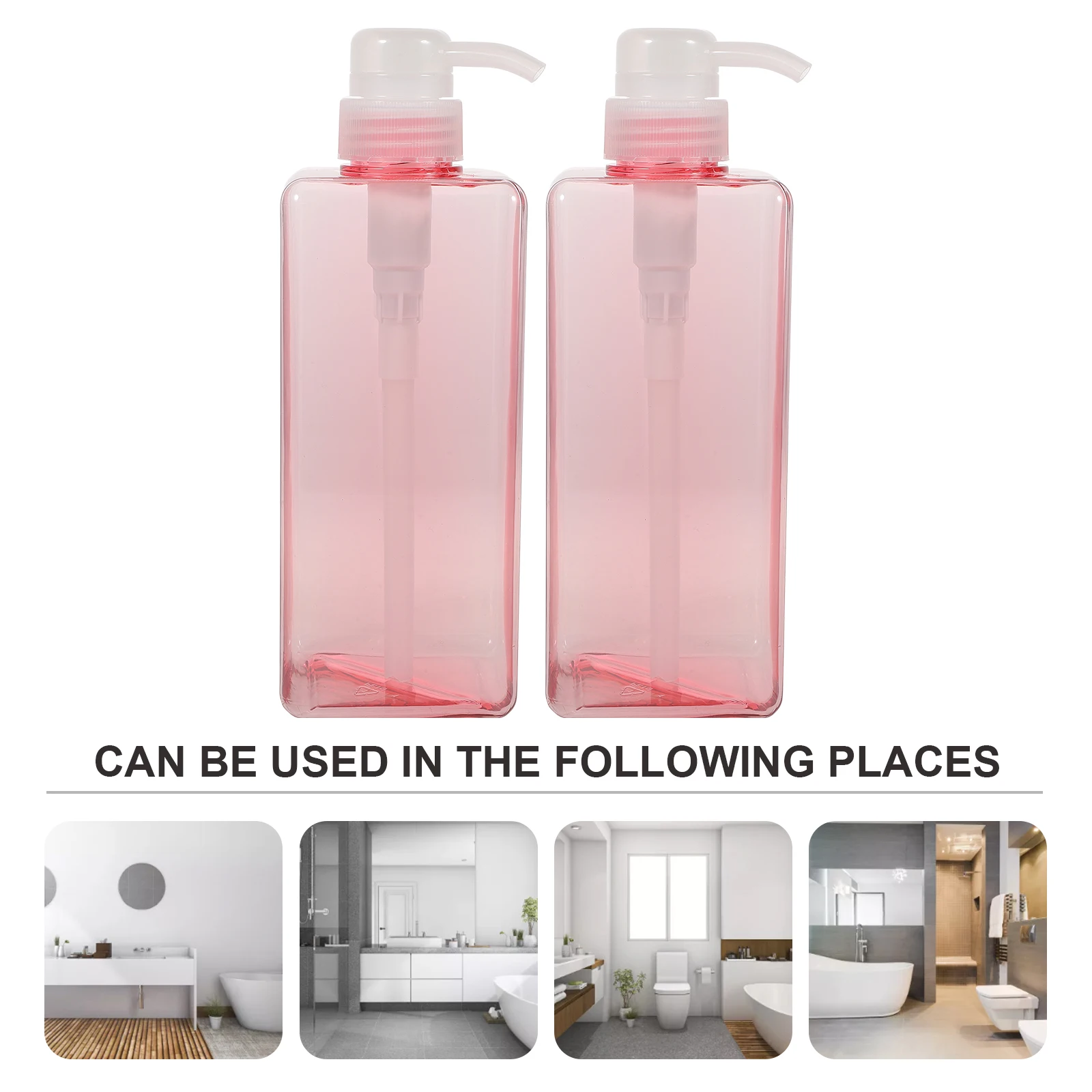 

2Pcs Square Bottle Refillable Pump Durable for Shampoo Lotion Body Wash Dispenser Home Bathroom Hotel Shampoo Bottle