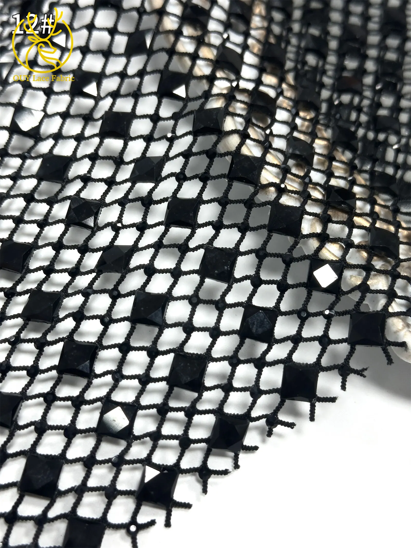 Luxuriöse High-End Abendkleider für Damen aus französischem Juwelen-Stretchstoff 2026 – Hochwertige afrikanische Glasrhinestone-Spitzenstoffe – Detail 9