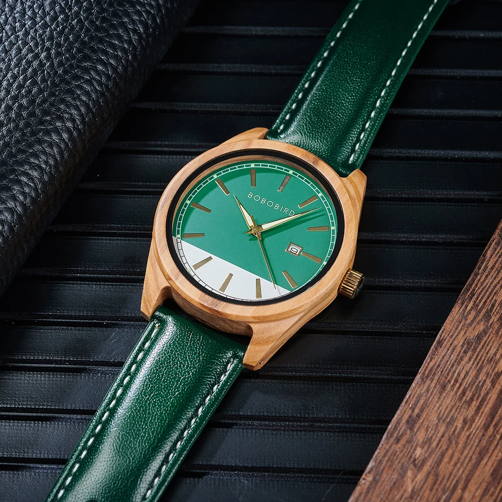 BOBO BIRD Watch New Men\'s Wood Wristwatch Simple Fashion Designed Leather Watch Japanese Quartz Movement Timepiece Custom Gift