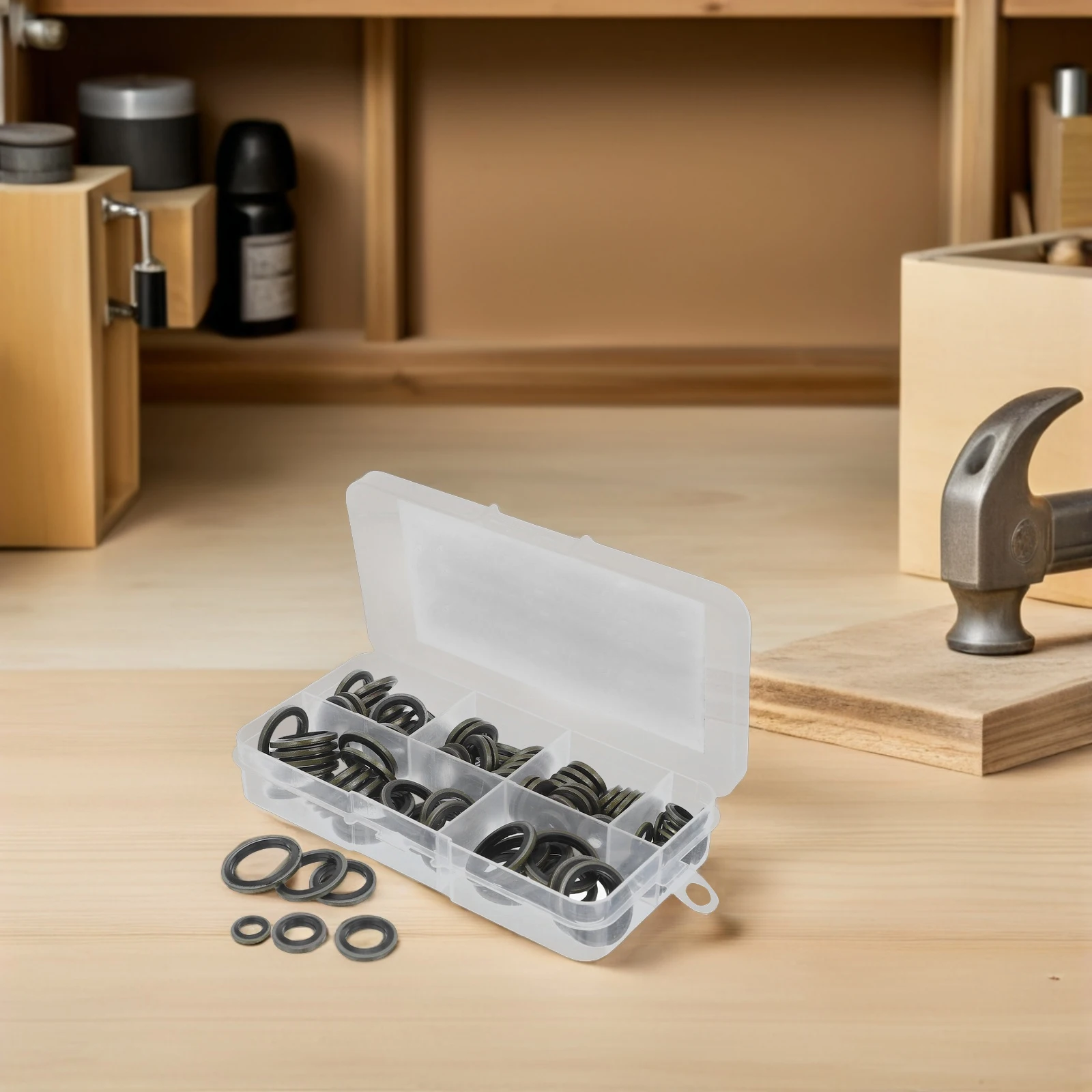 

100pcs Hydraulic Sealing Rings Rubber Gaskets Replacement Kit Carbon Steel Cylinder Washers Assortment for Industrial