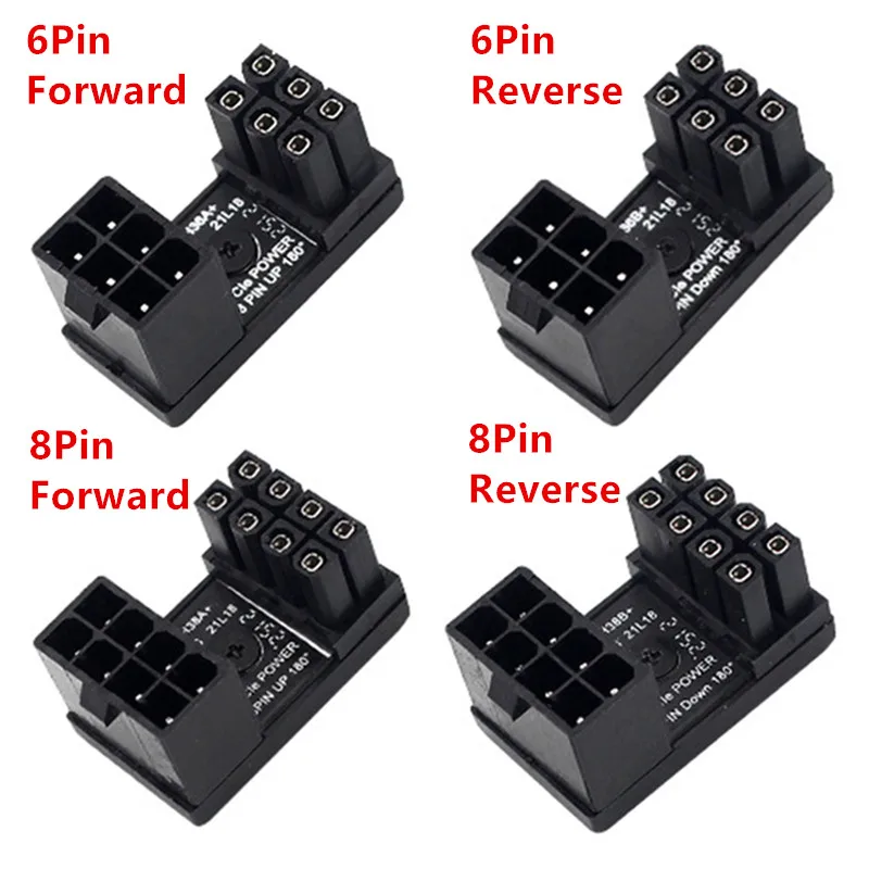 

Graphics Card Power Supply Adapter Elbow 180°, GPU PSU Steering Connector PCI-E 6Pin 8Pin Rotating Wiring Artifact Solution